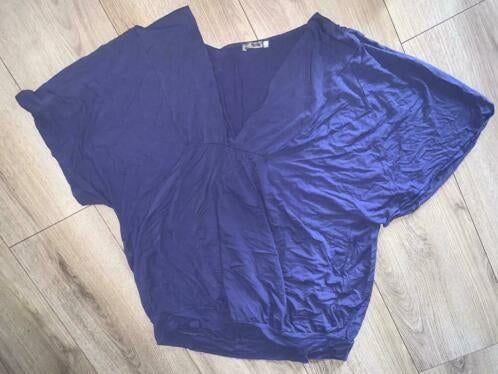 Miss etam 52 54 paars blauw shirt top vlindershirt, Verzenden, Gedragen, Blauw, Shirt of Top