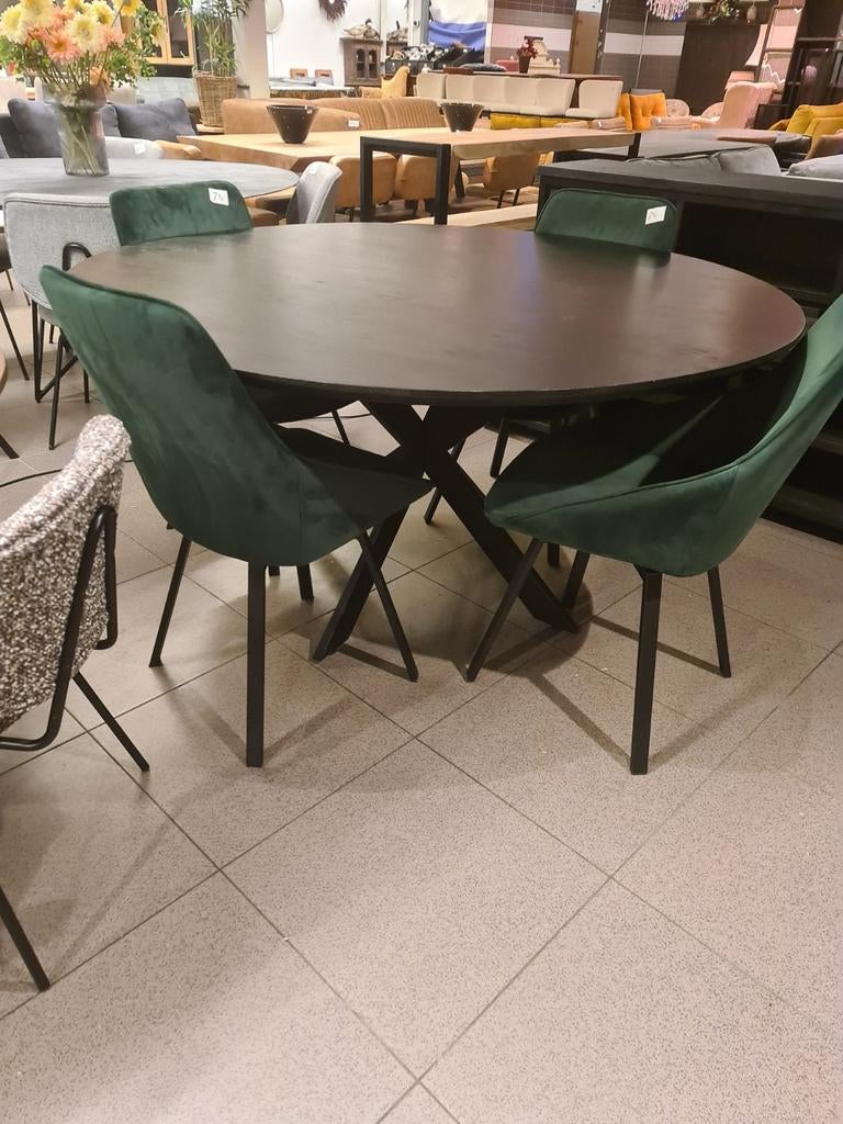 Nieuwe eettafel ferris 150cm eikenhout zwart €350, Ophalen, ., Nieuw, .
