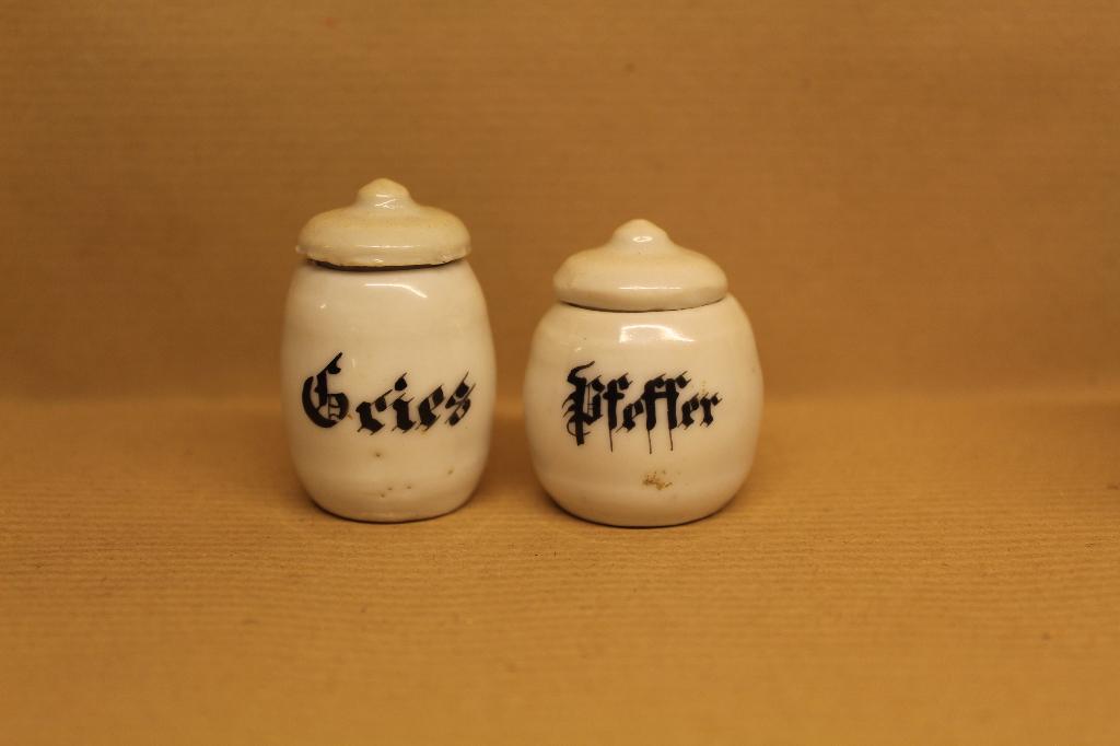 Antieke porseleinen potjes voor keukentje poppenhuis, Ophalen of Verzenden