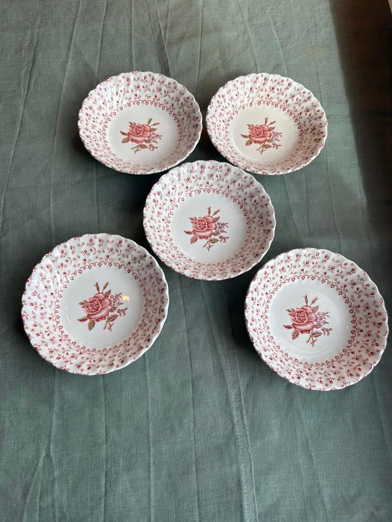 Set van 5 Vintage Johnson Brothers "Rose Bouquet"schaaltjes, Gebruikt, Keramiek, Ophalen of Verzenden, Kom(men)