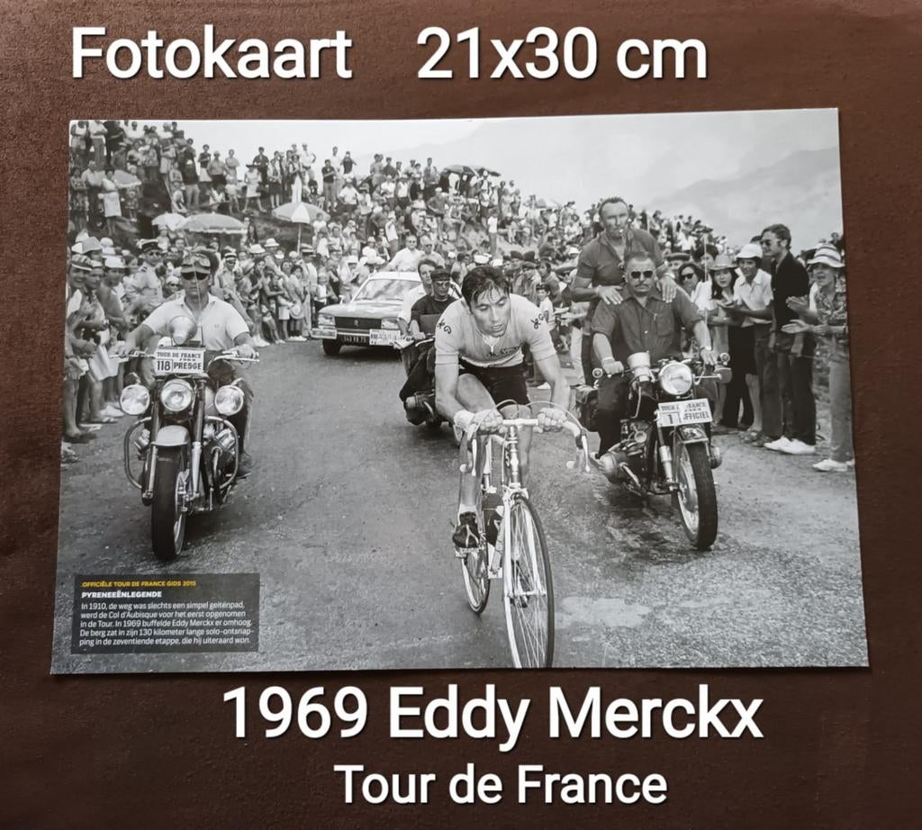 Fotokaart Eddy Merckx Tour de France 1969 - 21x30 cm, Verzamelen, Verzenden, 1960 tot 1980