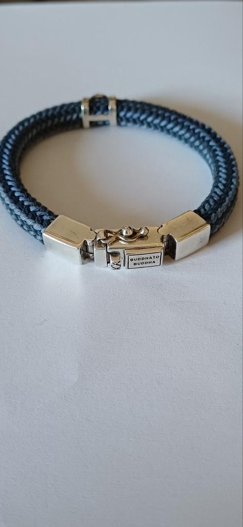 Buddha to Buddha armband 925 zilver en gevlochten touw, Ophalen of Verzenden, Zo goed als nieuw, Blauw, Zilver