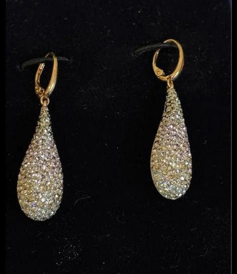 Swarovski vitrage druppel oorbellen, Met kristal, Overige materialen, Ophalen of Verzenden, Goud