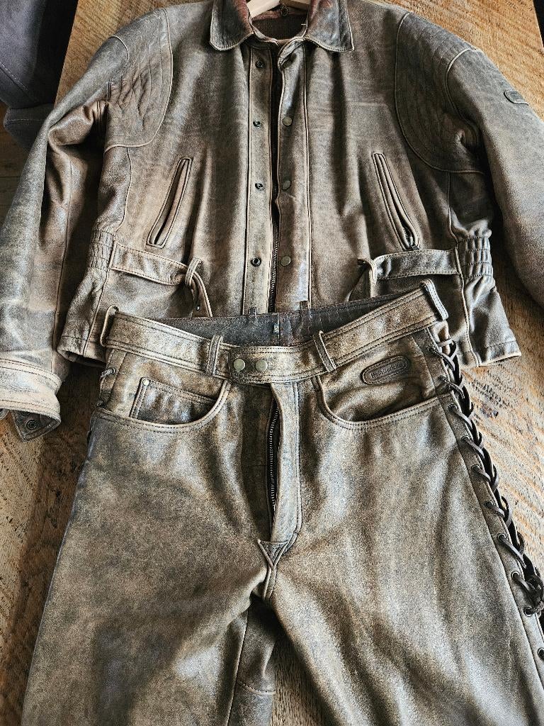 Heren leren pak  (jas + broek maat 56), Ophalen, Tweedehands, Heren, Jas | leer