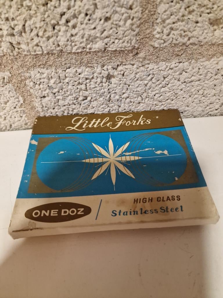 Vintage vorkjes / little fork  nieuw in doosje, Verzamelen, Retro, Ophalen of Verzenden, Huis en Inrichting