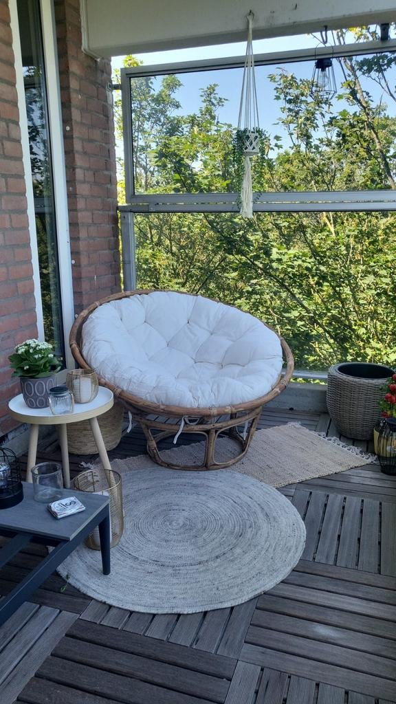 Rotan papasan stoel inclusief kussen, Huis en Inrichting, Stoelen, Zo goed als nieuw, Eén, Riet of Rotan, Bruin, Ophalen