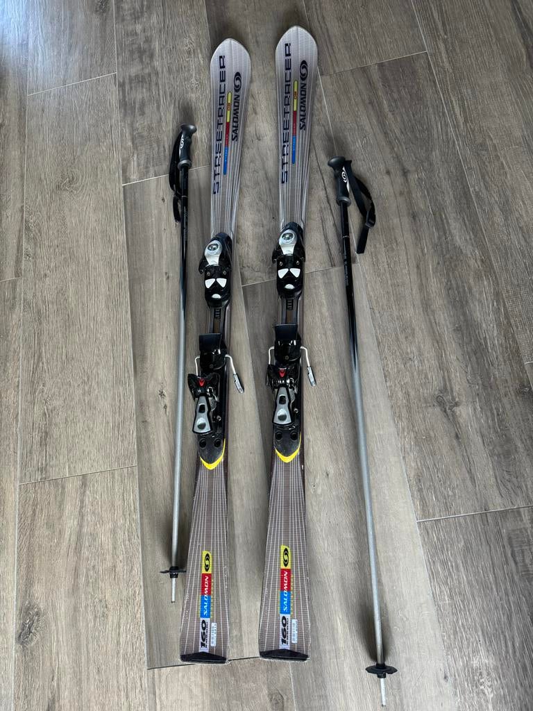 Salomon Ski's + Stokken - Streetracer 160, Ophalen, 160 tot 180 cm, Gebruikt, Salomon