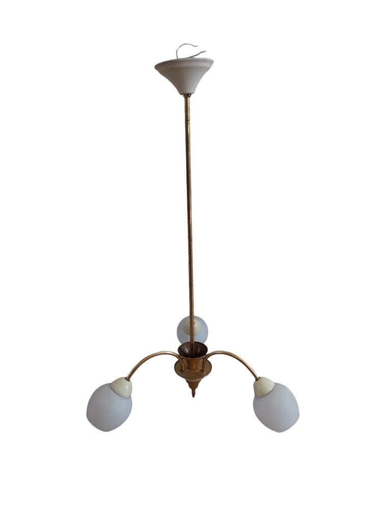Vintage hanglamp, 3 glazen kelken, Ophalen, Overige materialen, Gebruikt, Onbekend