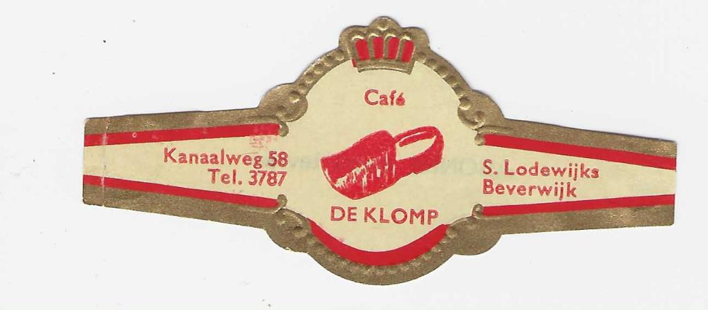 abonnee 1 - 129-  cafe de klomp  beverwijk, Ophalen of Verzenden, Gebruikt, Sigarenbandjes