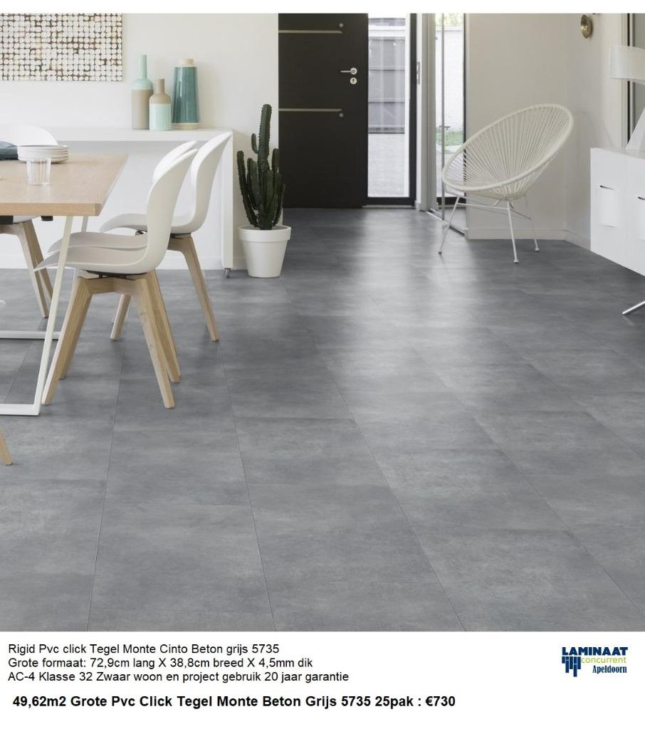 49,62m2 Grote Pvc Click Tegel Monte Beton Grijs 25pak : €730