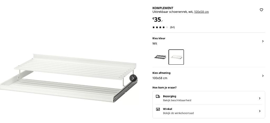 Pax Komplement uittrekbaar schoenenrek 100x58cm, Ophalen, Zo goed als nieuw