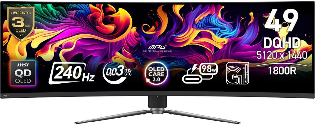 MSI OLED MPG 491CQPX Monitor 49' Super Ultrawide 240hz, MSI, Hoofdtelefoonaansluiting, Zo goed als nieuw, Overige typen