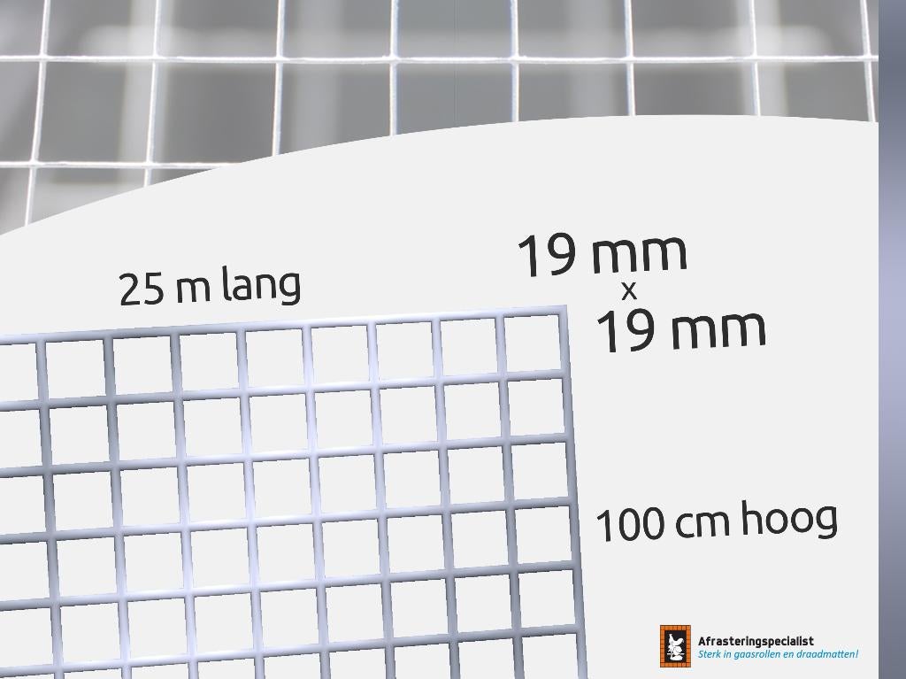 Volièregaas verzinkt 19x19mm | 1,45mm | 100cm | 25m, Tuin en Terras, Gaas en Draad, Nieuw, Gaas, 20 meter of meer, Ophalen of Verzenden