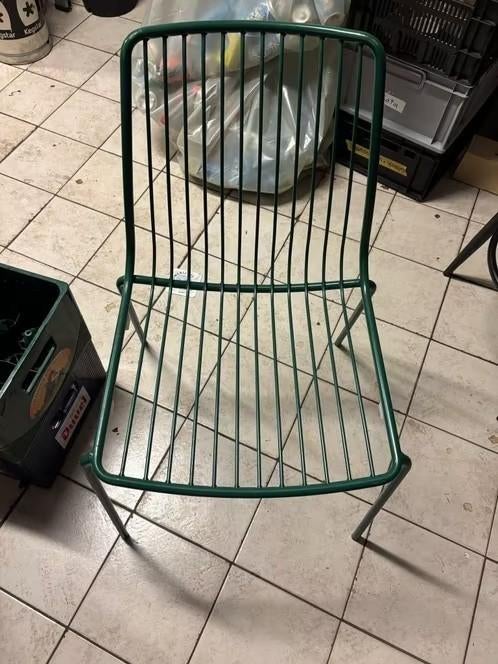 Groen metalen design stoel, Overige kleuren, Ophalen of Verzenden, Zo goed als nieuw, Metaal