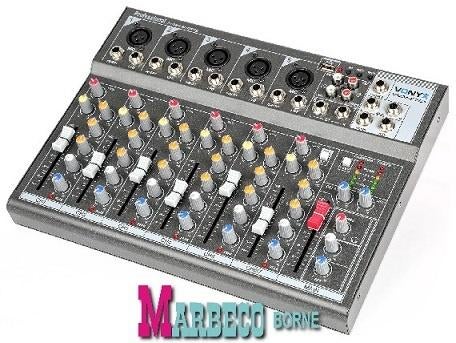 Mengpaneel, 7-kanaals muziek mixer, USB, MP3, Fantoomvoeding, Vonyx, Nieuw, Info@marbeco.nl, Overige instrumenten