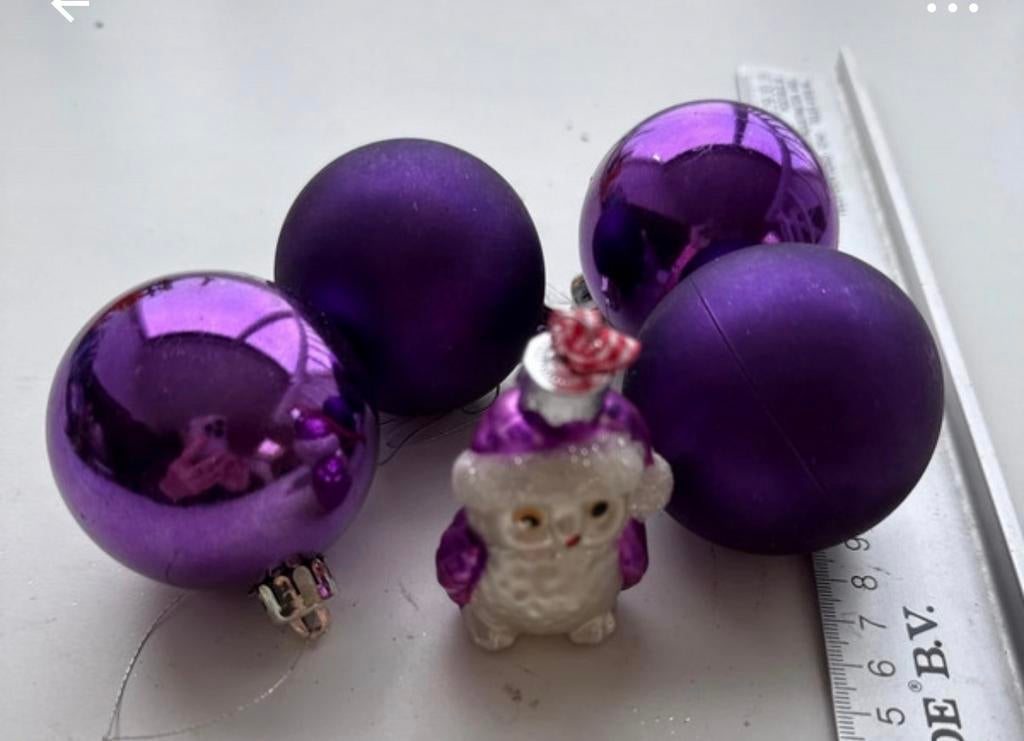 Leuke paarse kerstboomhangers - 5 stuks, Diversen, Kerst, Ophalen of Verzenden, Gebruikt