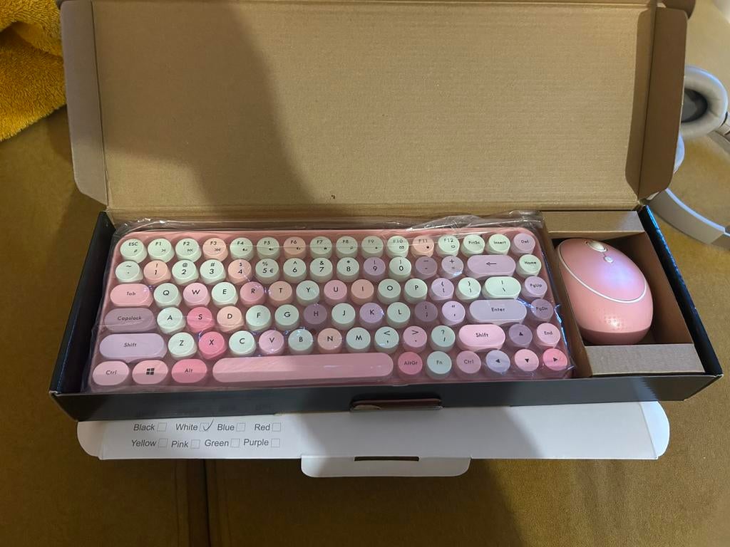 Perixx Periduo 713 draadloos compact roze toetsenbord + muis, Ophalen, Zo goed als nieuw