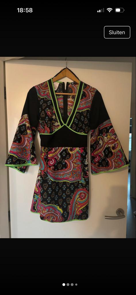 Hippie jurkje maat S - carnaval of themafeest, Overige kleuren, Ophalen of Verzenden, Zo goed als nieuw, Maat 36 (S)