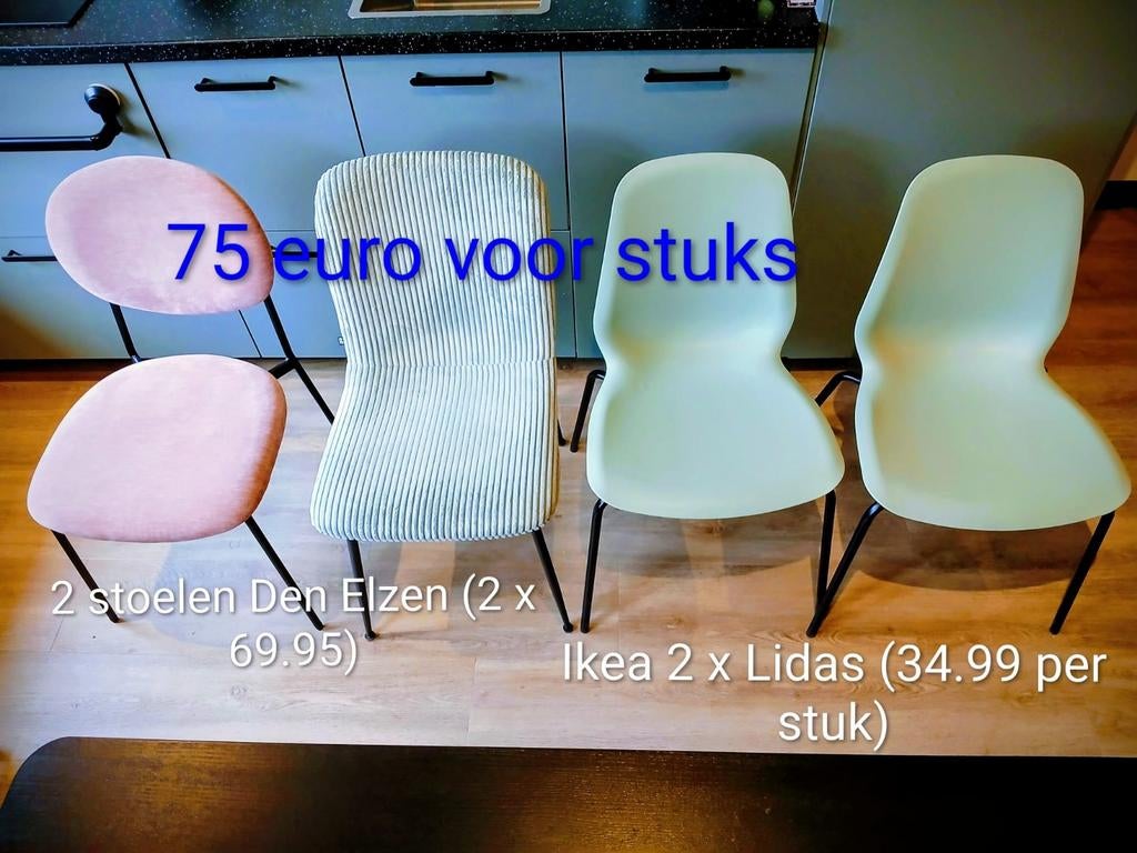 Stoelen Den Elzen & Ikea Lidas - Set van 4, Ophalen, Gebruikt, Overige kleuren, Modern