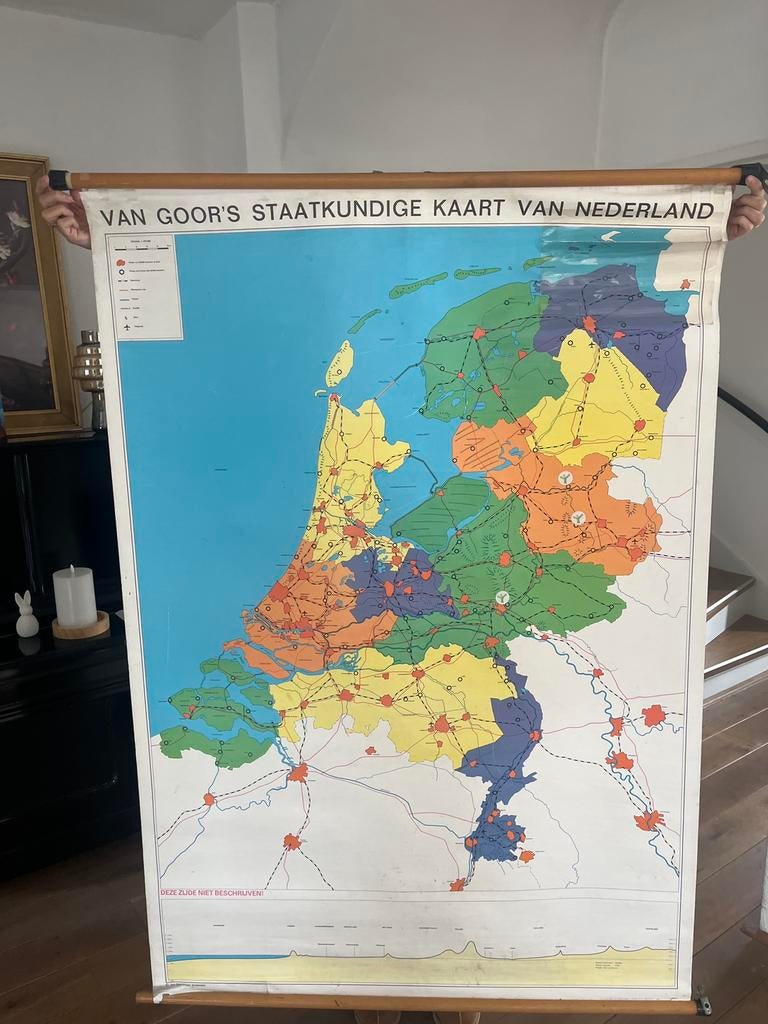 Van Goor’s vintage school kaart jaren 70 150x110cm, Antiek en Kunst, Antiek | Schoolplaten, Aardrijkskunde, Ophalen of Verzenden