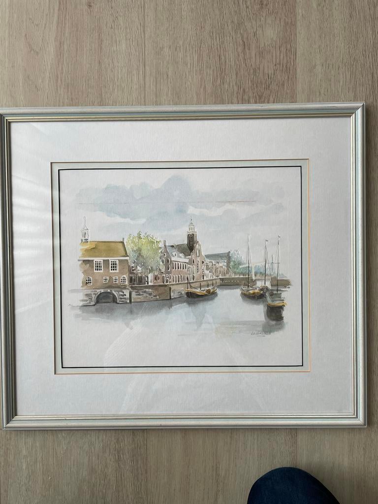 A. Wieringa Schilderijen - Stadsgezichten, Antiek en Kunst, Ophalen of Verzenden