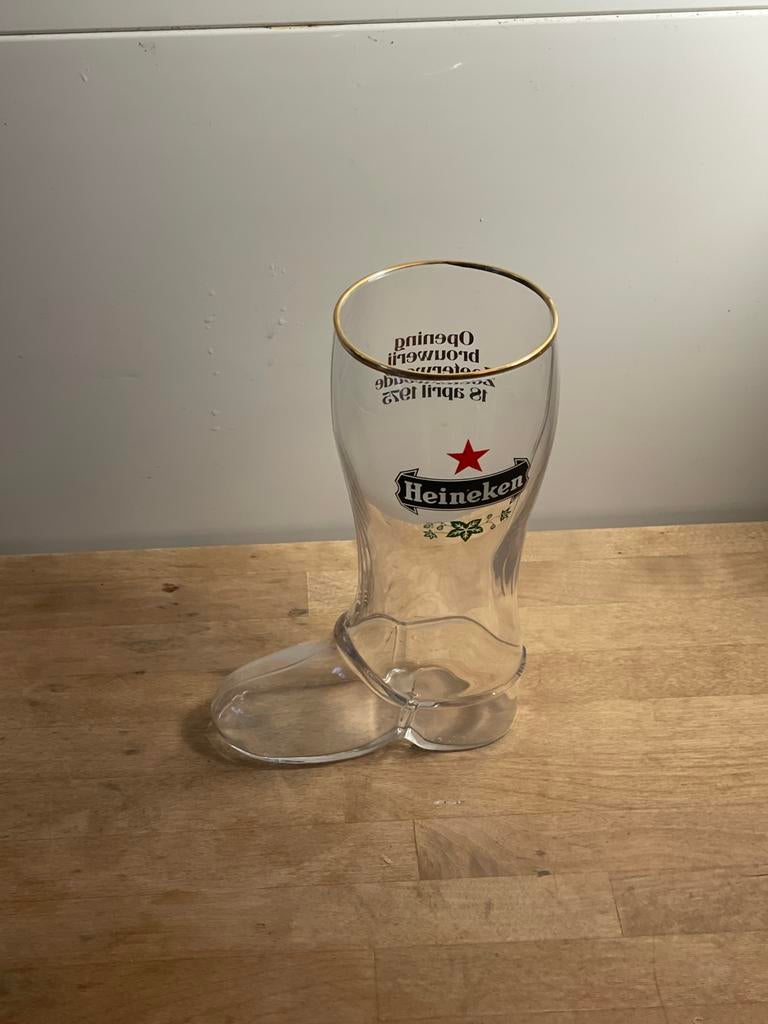 Heineken Bierglas - Laars model, Ophalen of Verzenden, Gebruikt, Glas of Glazen, Heineken