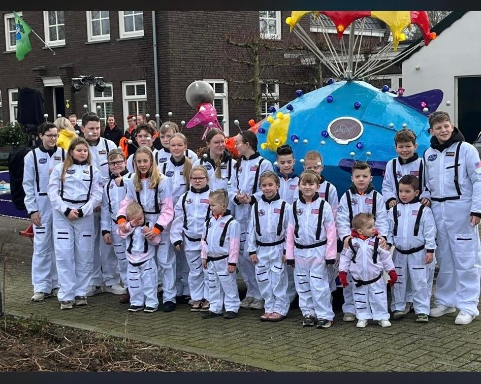 Carnaval Astronautenpakken Loopgroep, Ophalen of Verzenden, Zo goed als nieuw, 104 of kleiner, Jongen of Meisje