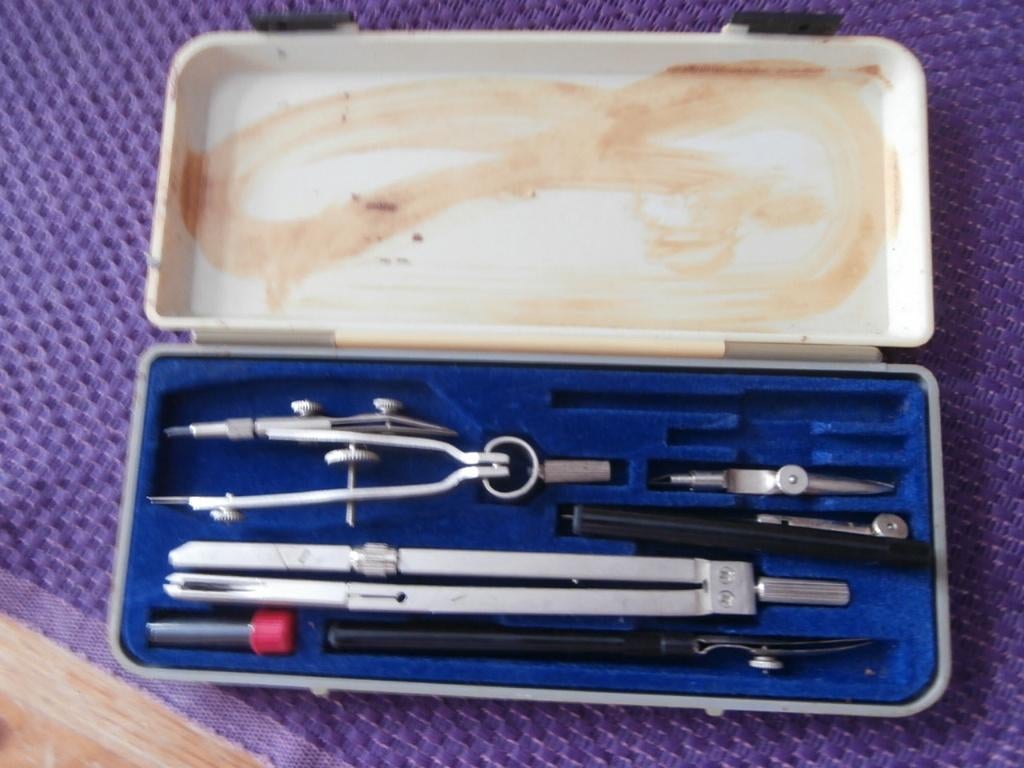 schrijfwaren Passerdoos passer potlood stiften kompas tekene, Ophalen of Verzenden