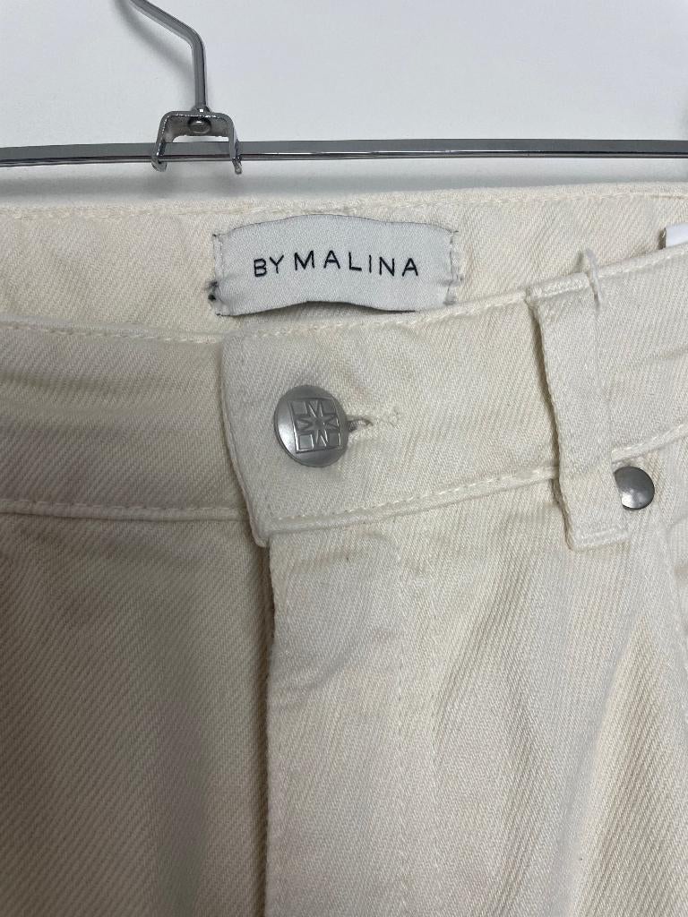 By Malina mid Rise off-white jeans wide leg maat 26 32, By Malina, Wit, Malina, Ophalen of Verzenden