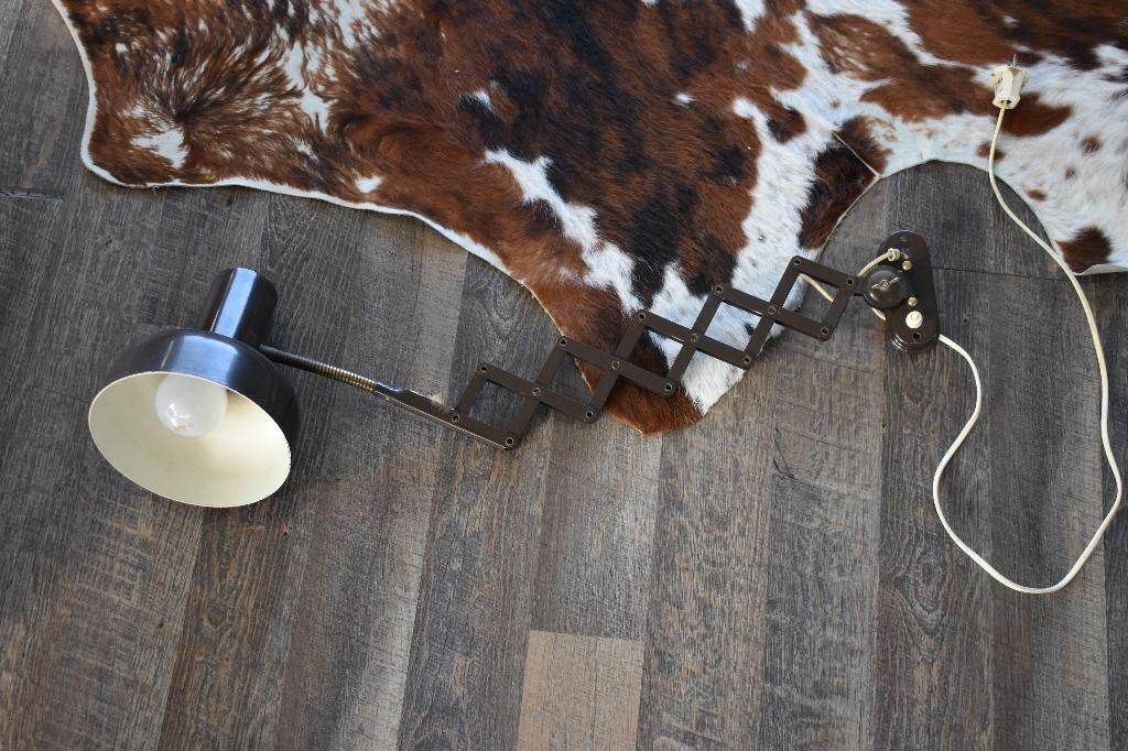 schaarlamp schaar jrn 60 - 70 muur wand lamp vintage = LAM, Ophalen of Verzenden, Gebruikt, Metaal, Jaren 70