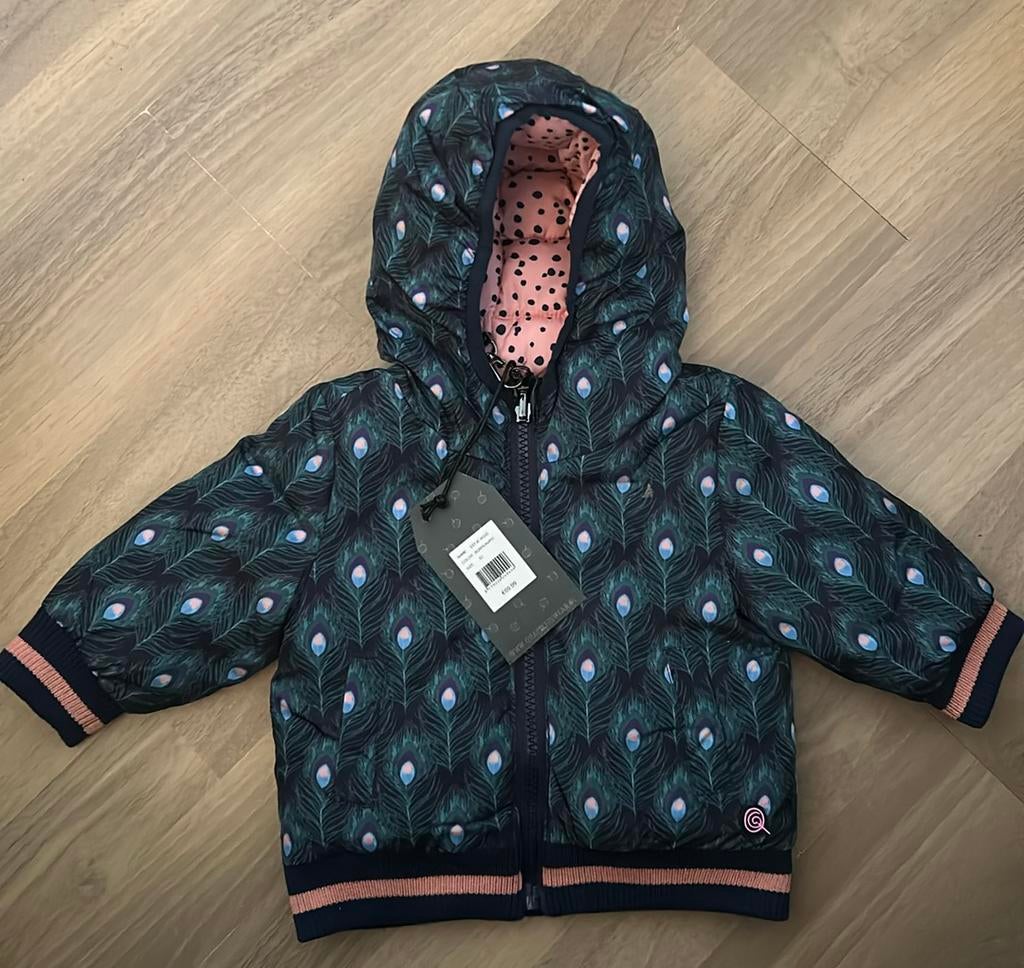 Baby winterjas Quapimaat 62 roze/pauwen motief, Ophalen of Verzenden, Zo goed als nieuw, Meisje, Jasje