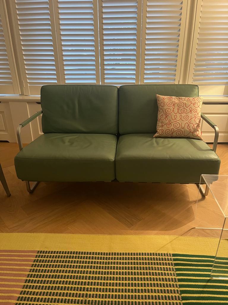 Zanotta Zurigo LEREN BANK, Ophalen, Gebruikt, Tweepersoons, Leer