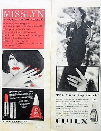 6 vintage advertenties reclames nagelverzorging 1962 nagels, Verzamelen, Merken en Reclamevoorwerpen, Gebruikt, Overige typen