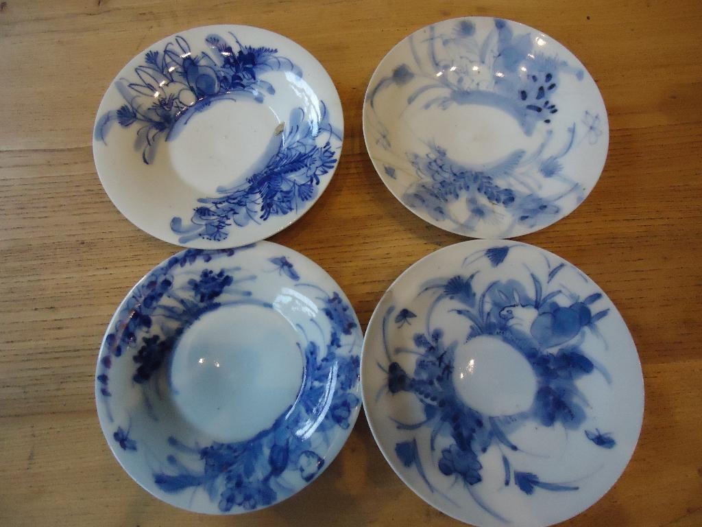 4 antieke Japanse schoteltjes, Antiek en Kunst, Ophalen of Verzenden