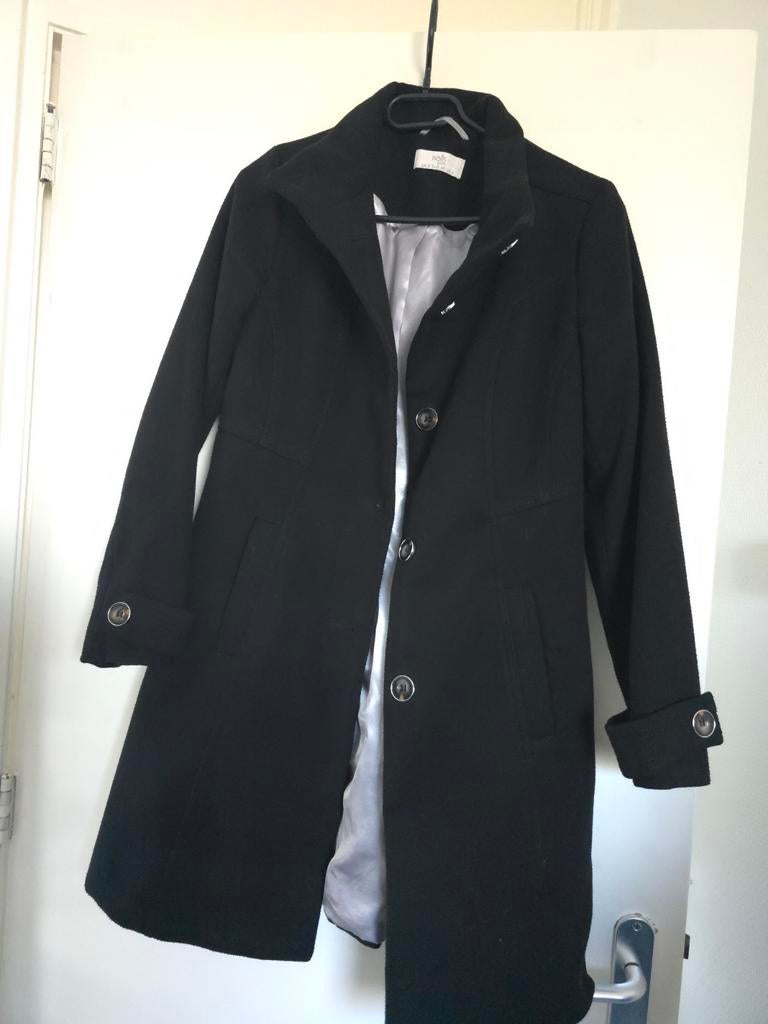 Halflange jas maat 36, Zwart, Ophalen of Verzenden, Zo goed als nieuw, Maat 36 (S)