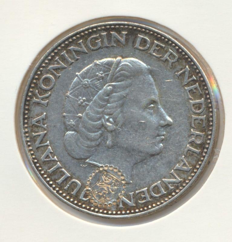 Nederland 2,5 gulden 1961 Juliana met klop ''leeuw'', Postzegels en Munten, Munten | Nederland, Koningin Juliana, Zilver, Ophalen of Verzenden