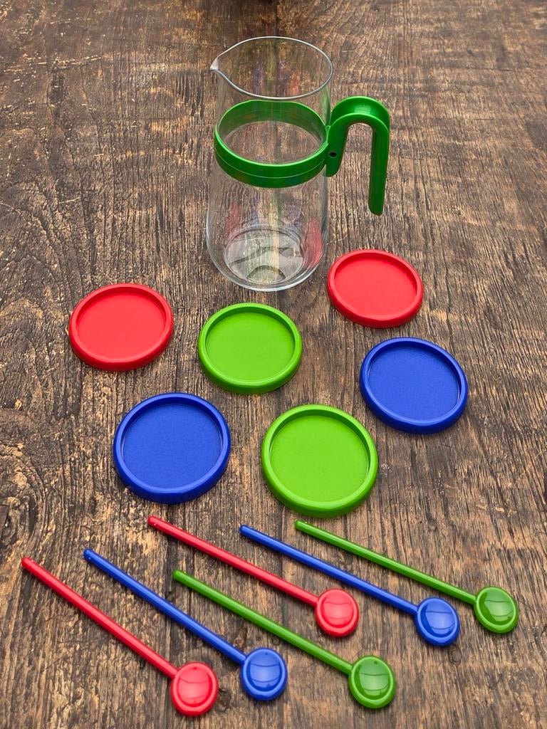 Retro limonadekan, onderzetters en cocktaillepels, Ophalen of Verzenden, Huis en Inrichting