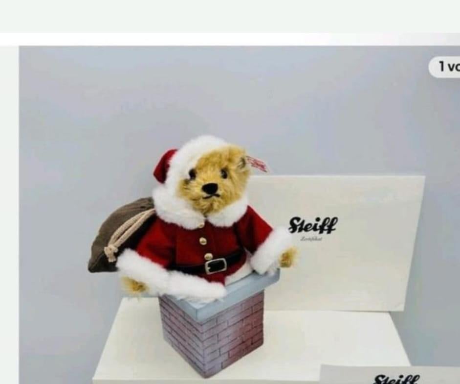 Steiff Teddybeer Kerstman met Schoorsteen Limited 2008, Ophalen of Verzenden, Gebruikt