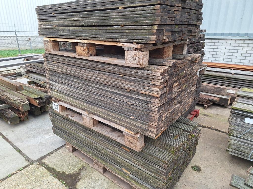Gebruikte  hardhouten  vlonderplanken  planken, Ophalen of Verzenden, Gebruikt, Hout