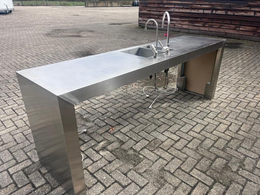 RVS kookeiland, keukenblad, RVS vrijstaand, werkblad, spoelb, Ophalen, Gebruikt, Overige typen, Grijs