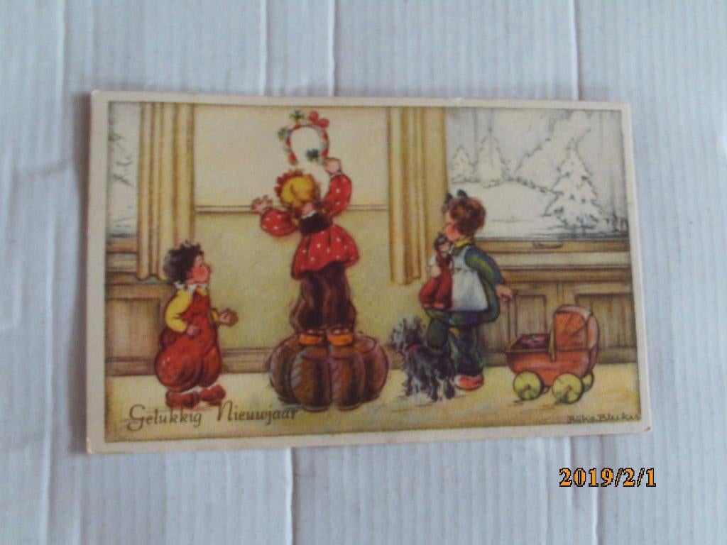 oude kinderkaart gelukkig nieuwjaar, Verzamelen, Ophalen of Verzenden, 1960 tot 1980, Ongelopen, Kinderen