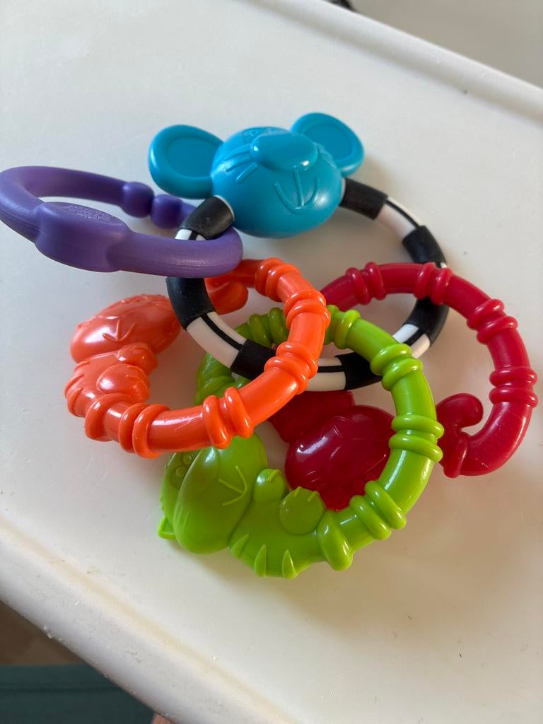 Rammelaar met kleurrijke ringen en dieren, Ophalen of Verzenden, Gebruikt, Rammelaar