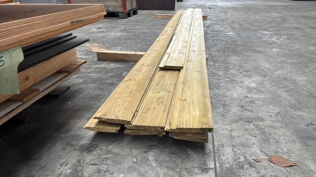 8x grenen channelsiding | 145 x 18 x 500 |, Doe-het-zelf en Verbouw, Hout en Planken, Geïmpregneerd, Gebruikt, 25 tot 50 mm, Grenen