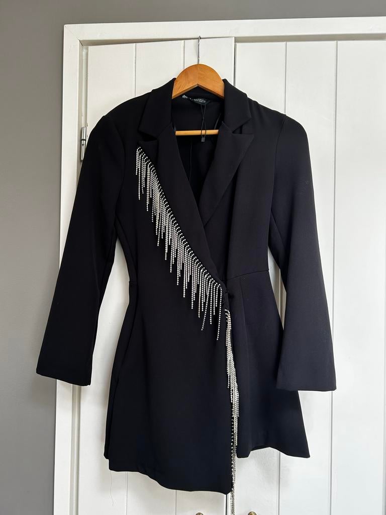 Zara blazer jurk met strass, Zwart, Nieuw, Ophalen of Verzenden, Maat 34 (XS) of kleiner