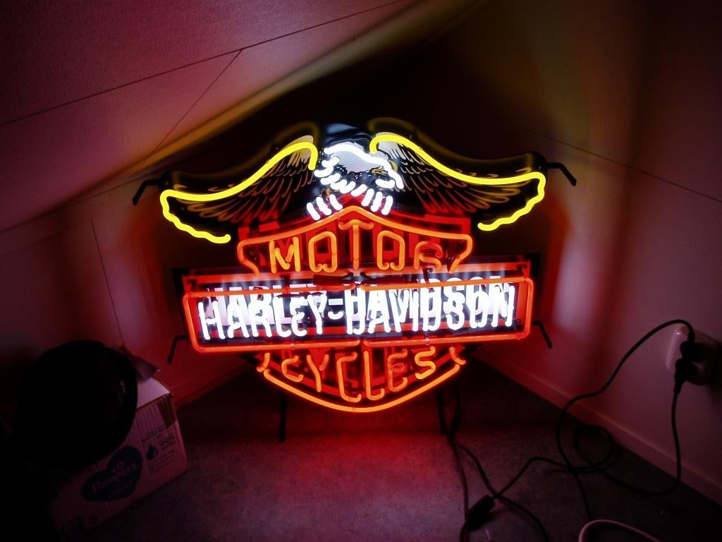 Harley-Davidson  Neon verlichting, Verzamelen, Ophalen, Gebruikt, Lichtbak of (neon) lamp