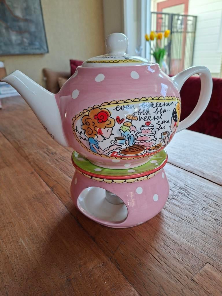 Blond Amsterdam  theepot met warmhouder, Ophalen of Verzenden, Gebruikt