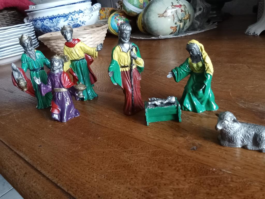 Zeer oude vermoed tinnen kerstbeeldjes, Diversen, Kerst, Gebruikt, Ophalen of Verzenden