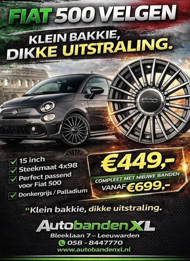 15 Inch Fiat 500 Sportvelgen 4x98, 15 inch, Velg(en), Nieuw, Personenwagen