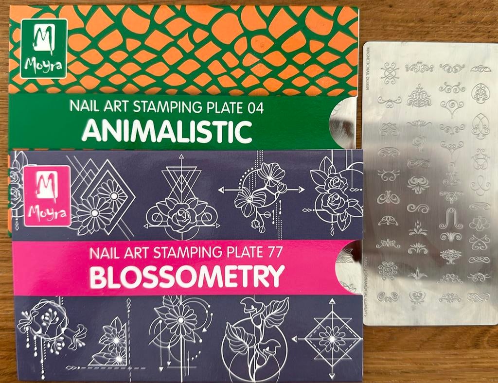 Nail art stempel set moyra magnetic gellac, Ophalen of Verzenden, Zo goed als nieuw, Wit, Handen en Nagels