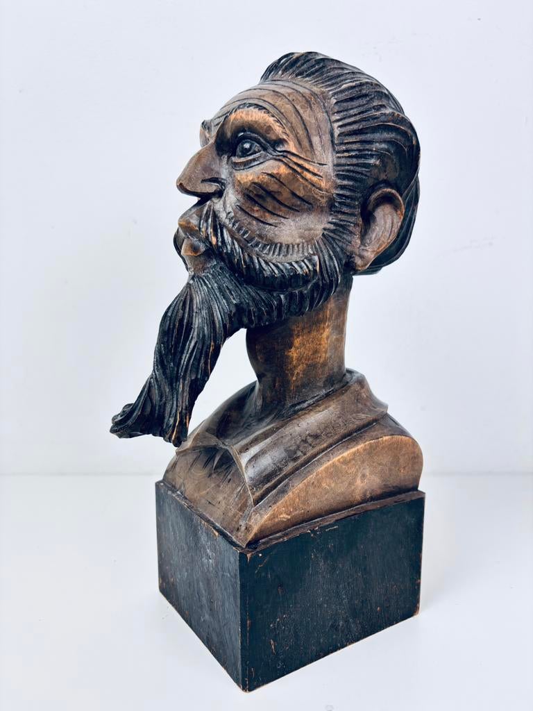 Spaanse houten 'Don Quixote' buste sculptuur, Ophalen of Verzenden